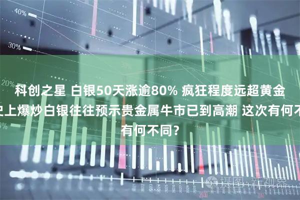 科创之星 白银50天涨逾80% 疯狂程度远超黄金 历史上爆炒白银往往预示贵金属牛市已到高潮 这次有何不同？
