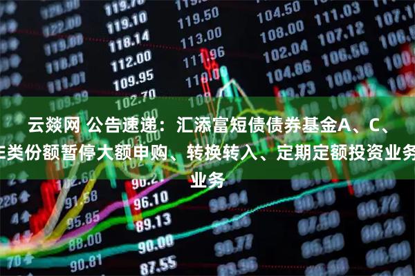 云燚网 公告速递：汇添富短债债券基金A、C、E类份额暂停大额申购、转换转入、定期定额投资业务